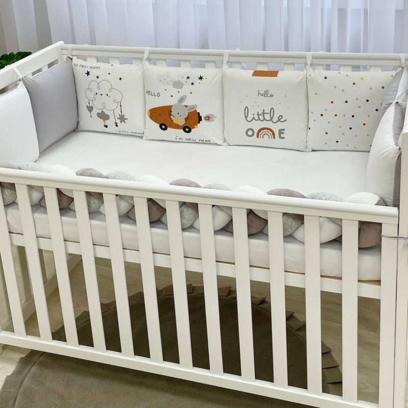 Постільна білизна Msonya Бортик у ліжко Подушки і Бортик-коса унісекс сірий стандарт, овал 60х120, 70х120 0739639