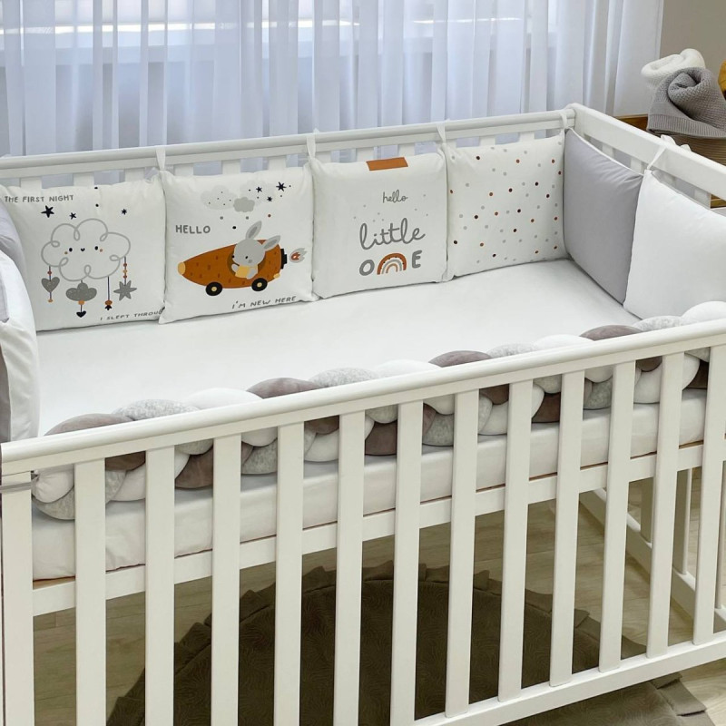 Постільна білизна Msonya Бортик у ліжко Подушки і Бортик-коса унісекс сірий стандарт, овал 60х120, 70х120 0739639