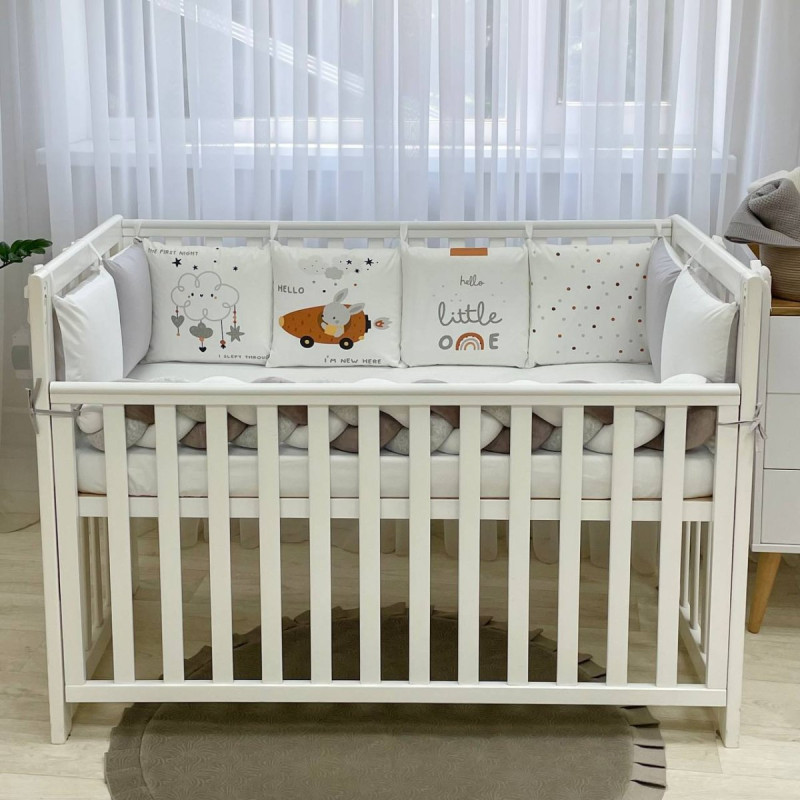 Постільна білизна Msonya Бортик у ліжко Подушки і Бортик-коса унісекс сірий стандарт, овал 60х120, 70х120 0739639