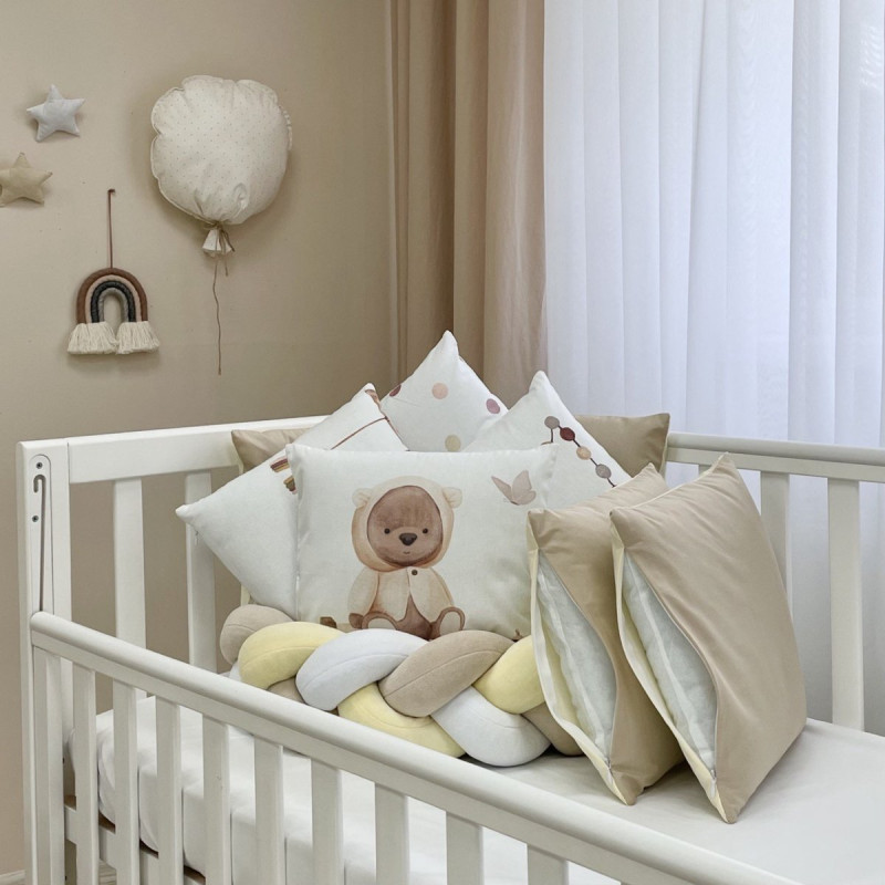 Постільна білизна Msonya Бортик у ліжко Подушки і Бортик-коса унісекс бежевий стандарт, овал 60х120, 70х120 0739672