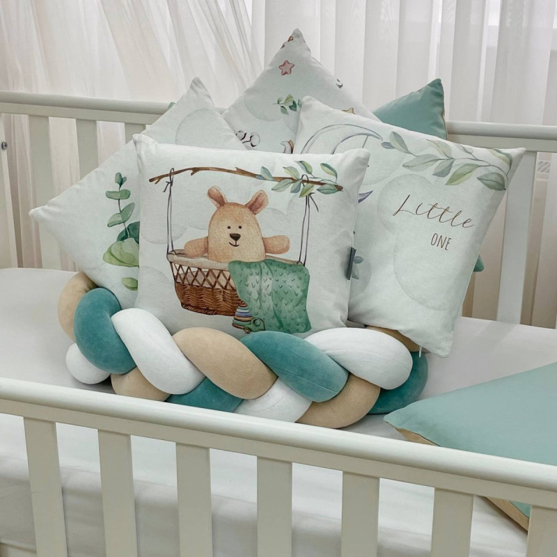 Постільна білизна Msonya Бортик у ліжко Подушки і Бортик-коса унісекс мята стандарт, овал 60х120, 70х120 0739741