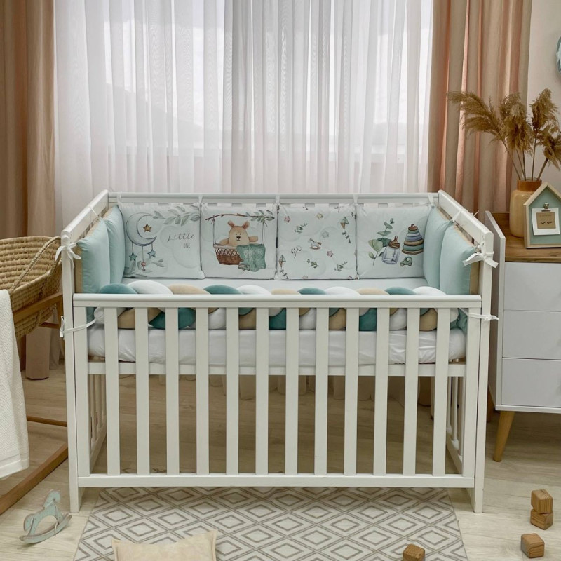 Постільна білизна Msonya Бортик у ліжко Подушки і Бортик-коса унісекс мята стандарт, овал 60х120, 70х120 0739741