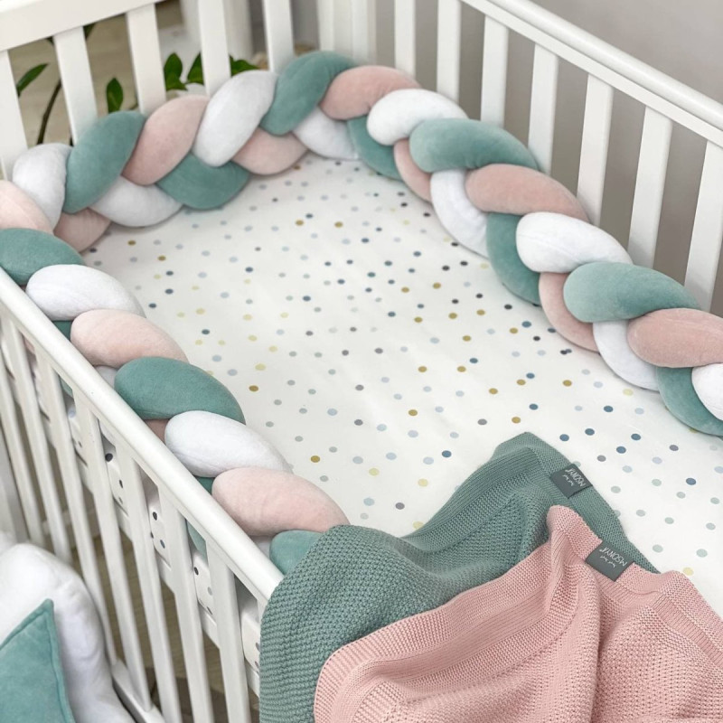 Постільна білизна Msonya Коса білий/м'ята темна/пудра