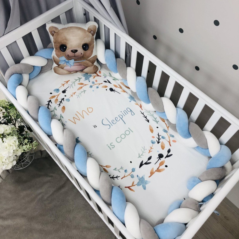 Постільна білизна Msonya Коса білий/сірий/яскраво-блакитний Kids toys