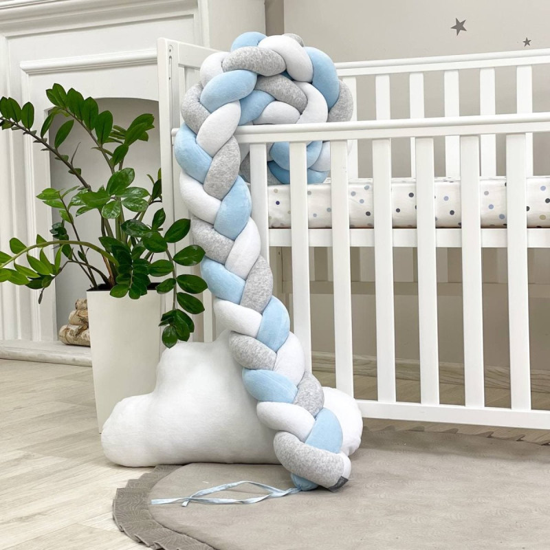 Постільна білизна Msonya Коса білий/сірий меланж /яскраво-блакитний