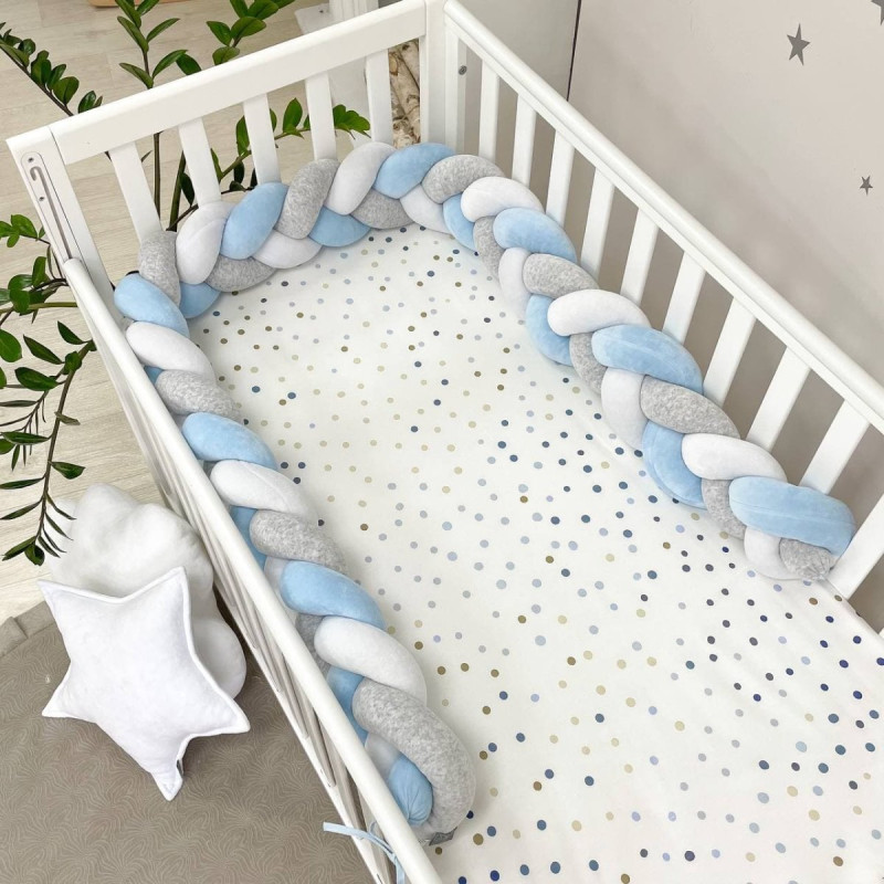 Постільна білизна Msonya Коса білий/сірий меланж /яскраво-блакитний