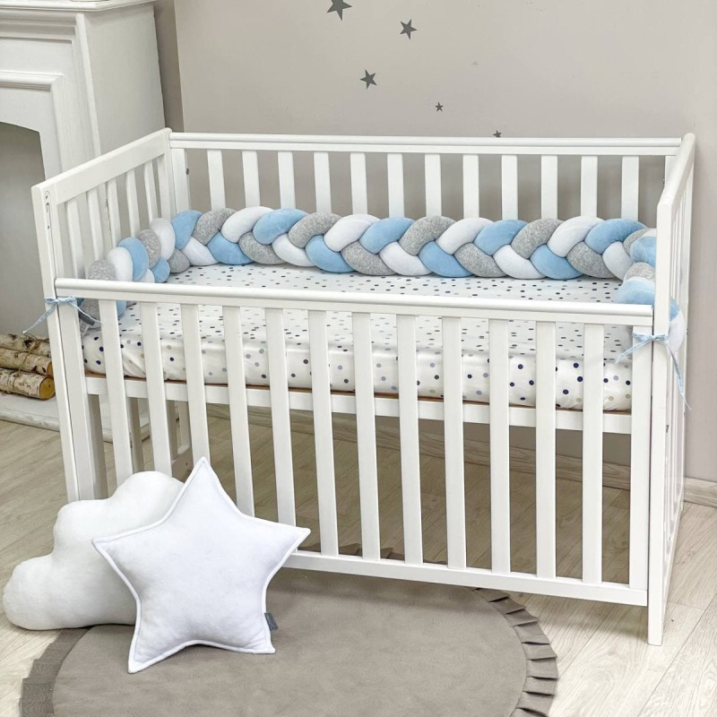 Постільна білизна Msonya Коса білий/сірий меланж /яскраво-блакитний