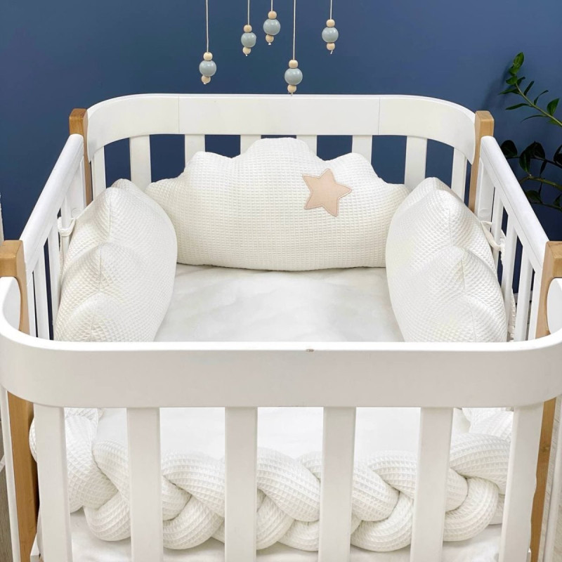 Постільна білизна Msonya Хмаринки вафельні молочні комплект-3 шт без простирадла