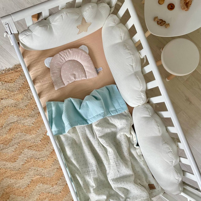 Постільна білизна Msonya Хмаринки вафельні молочні комплект-3 шт без простирадла