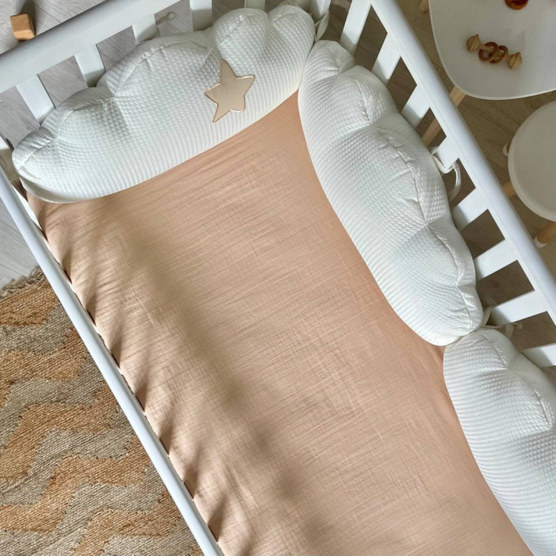 Постільна білизна Msonya Хмаринки вафельні молочні комплект-3 шт без простирадла