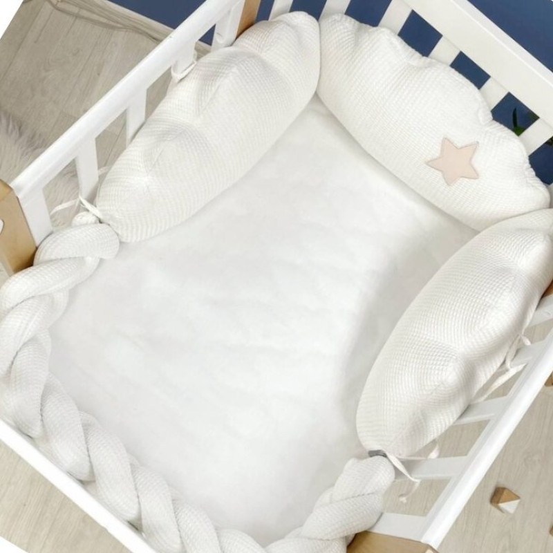 Постільна білизна Msonya Хмаринки вафельні молочні комплект-3 шт без простирадла