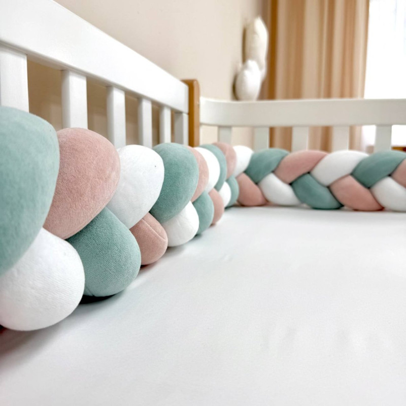 Постільна білизна Msonya Коса білий/т.м'ята/пудразайці веселки