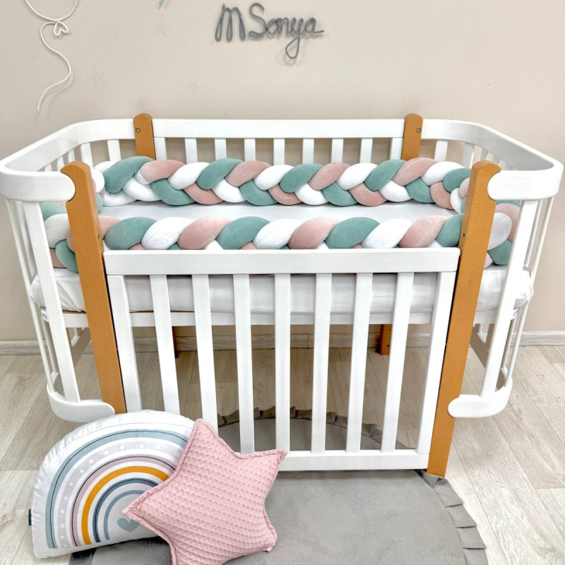 Постільна білизна Msonya Коса білий/т.м'ята/пудразайці веселки