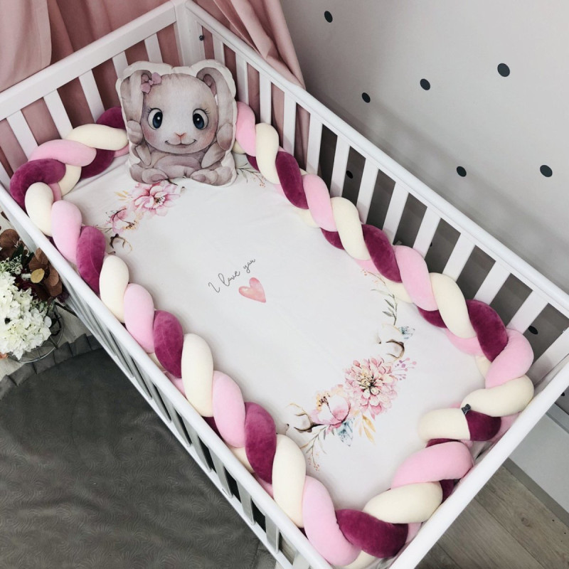 Постільна білизна Msonya Коса рожевий/молочний/бордо