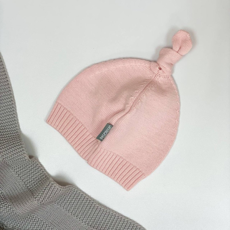 Шапка Msonya в'язана з помпоном 39 пудра