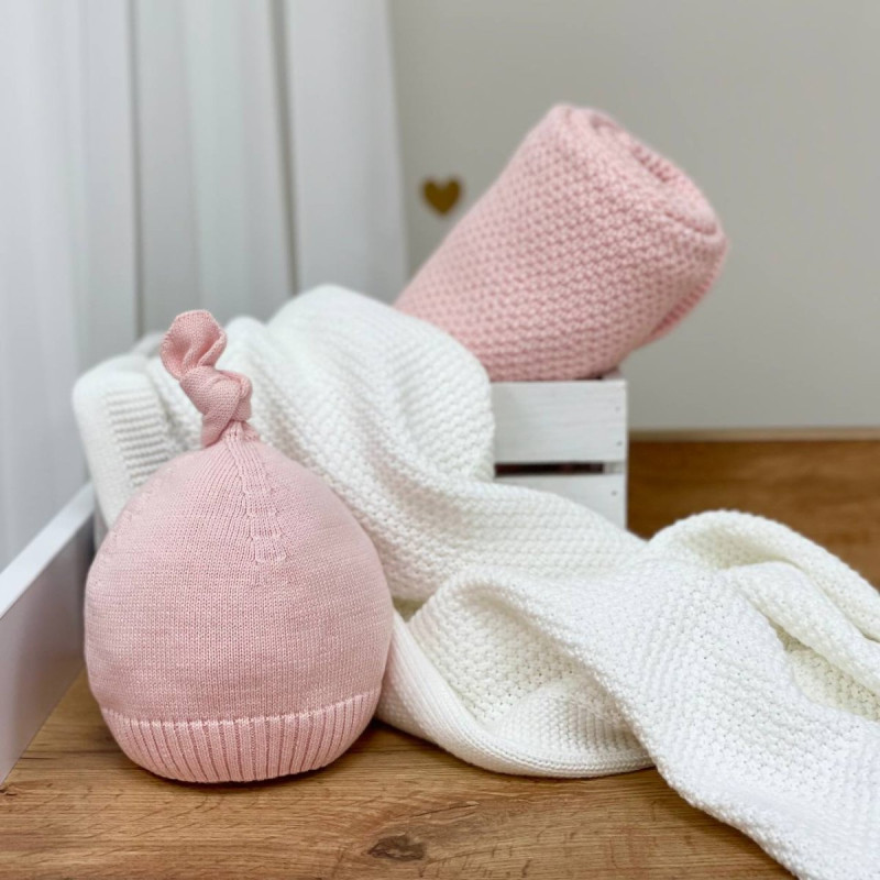 Шапка Msonya в'язана з помпоном 39 пудра