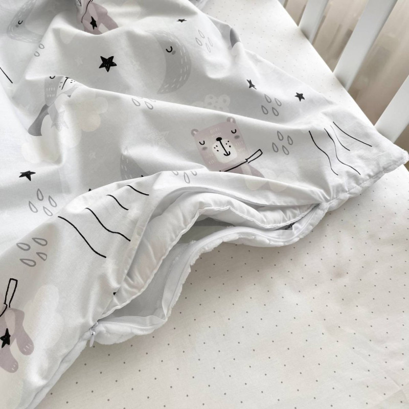 Плед Msonya конверт з ковдрою на на Minky/косичка Коти у хмарах сірий