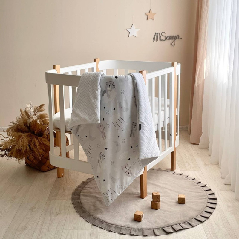 Плед Msonya конверт з ковдрою на на Minky/косичка Коти у хмарах сірий