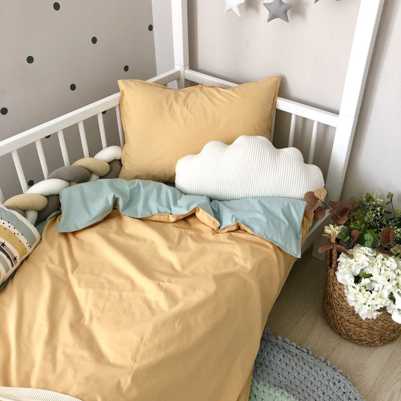 Постільна білизна Msonya підлдіток поплін гірчиця/м'ята