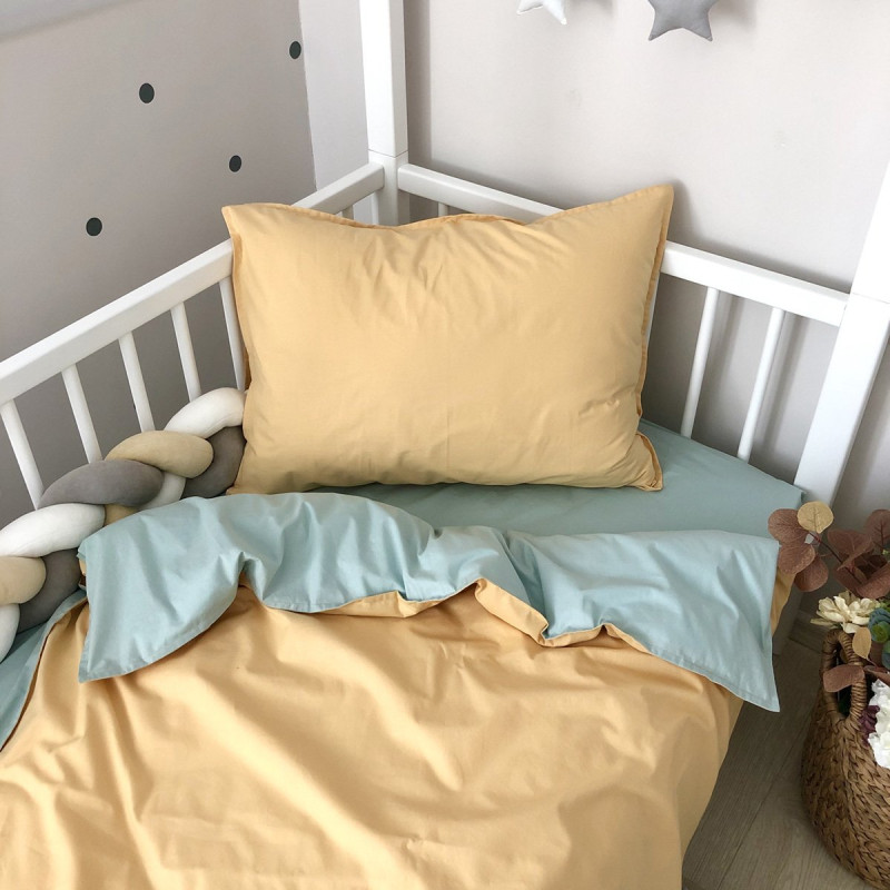 Постільна білизна Msonya підлдіток поплін гірчиця/м'ята