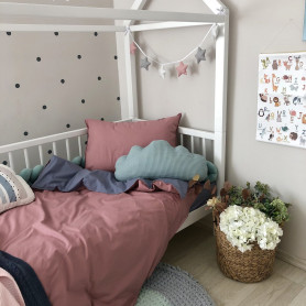 Постільна білизна Msonya підлдіток поплін ягода/джинс