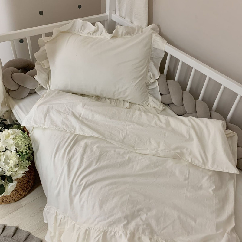 Постільна білизна Msonya підліток варенка з рюшем молочний