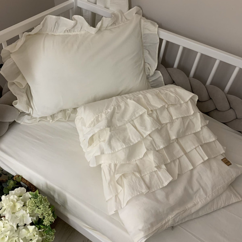 Постільна білизна Msonya підліток варенка з рюшем молочний