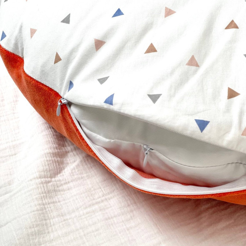 Подушка Msonya велюр/поплін Трикутники теракот