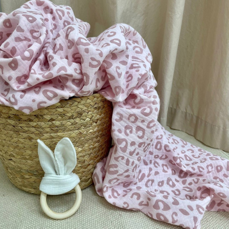 Пелюшка Msonya муслін Леопард на рожевому 95х135