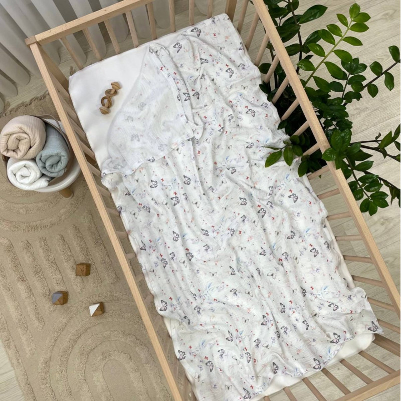 Пелюшка Msonya муслін Метелики на молочному 95х135