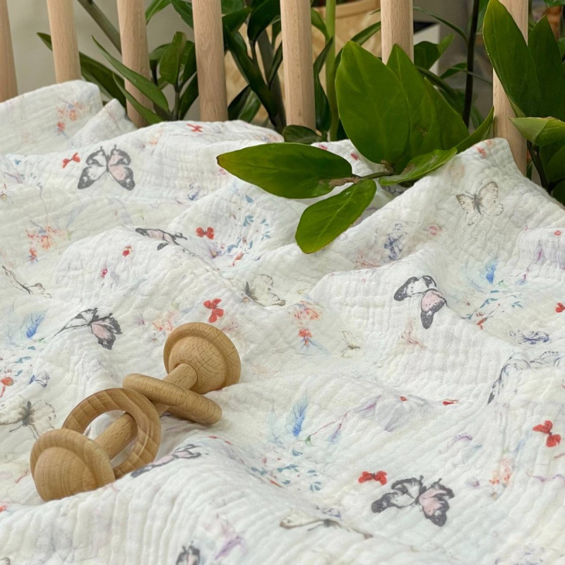Пелюшка Msonya муслін Метелики на молочному 95х135