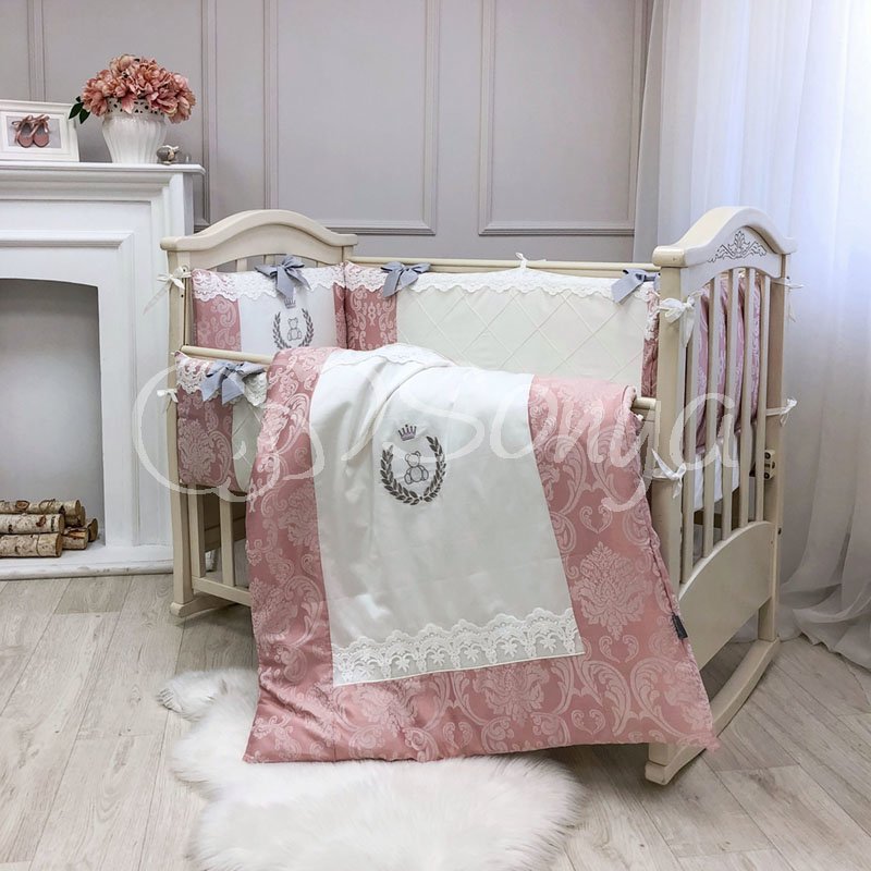 Постільна білизна Msonya комплект De Lux, 7 елементів запорошена троянда