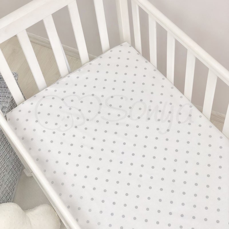 Постільна білизна Msonya Простирадло Shine 120 х 60 см серебро / горох