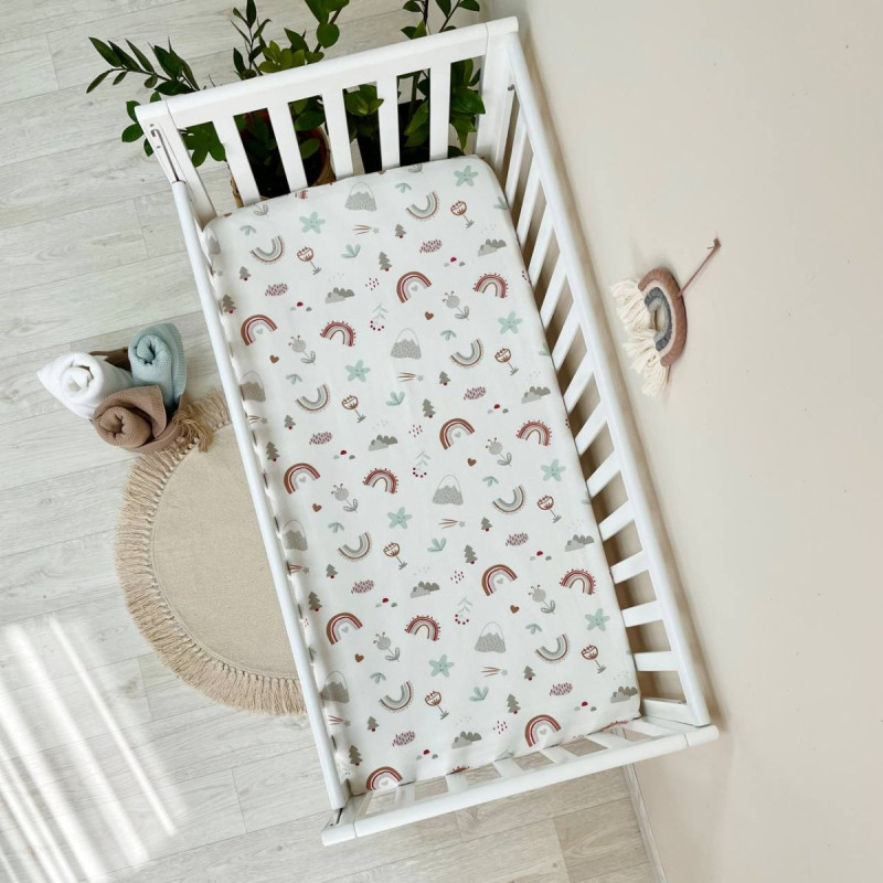 Постільна білизна Msonya Простирадло фланель Гори, веселки