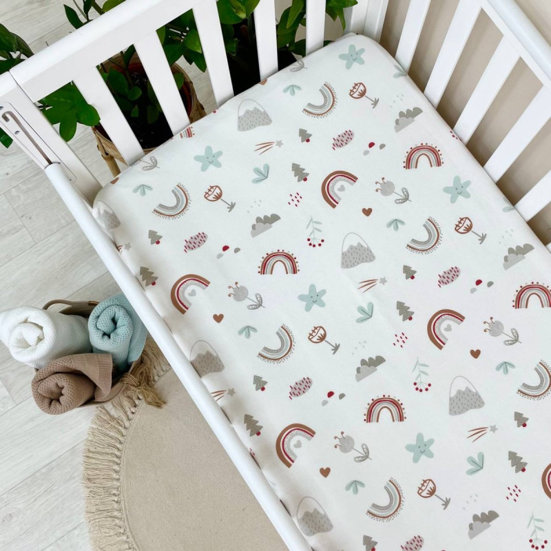 Постільна білизна Msonya Простирадло фланель Гори, веселки