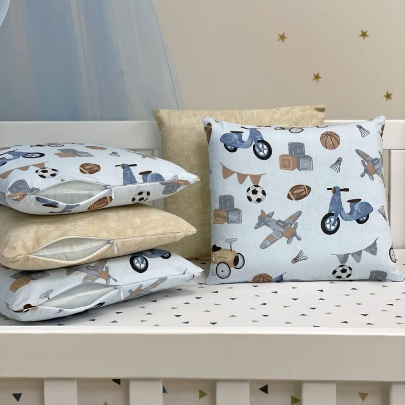 Постільна білизна Msonya комплект Happy night, 6 елементів Ретро-машинки блакитні