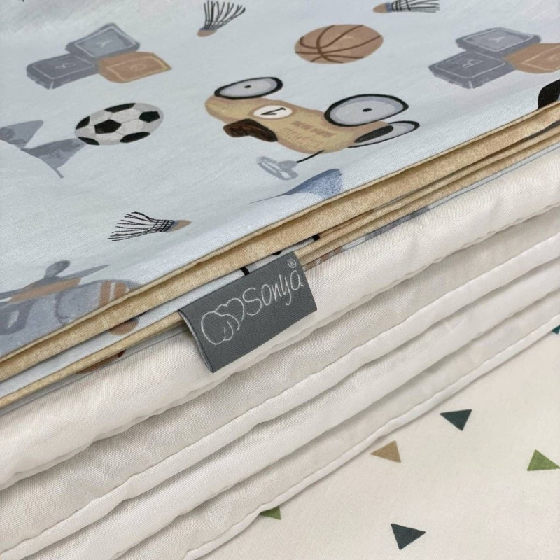 Постільна білизна Msonya комплект Happy night, 6 елементів Ретро-машинки блакитні