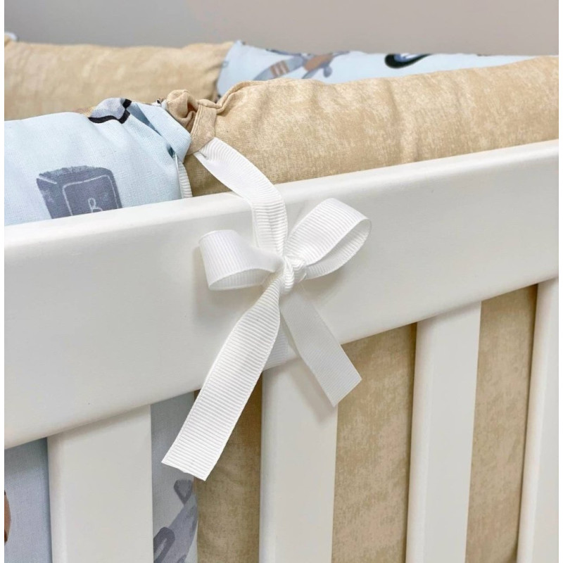 Постільна білизна Msonya комплект Happy night, 6 елементів Ретро-машинки блакитні