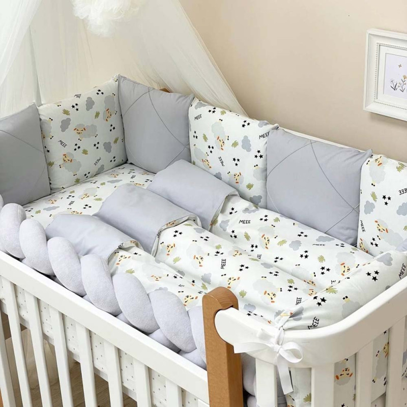 Постільна білизна Msonya комплект Happy night, 6 елементів Овечки сірі