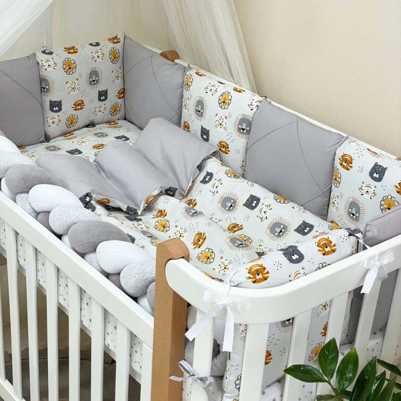 Постільна білизна Msonya комплект Happy night, 6 елементів Мордочки вусаті сірі