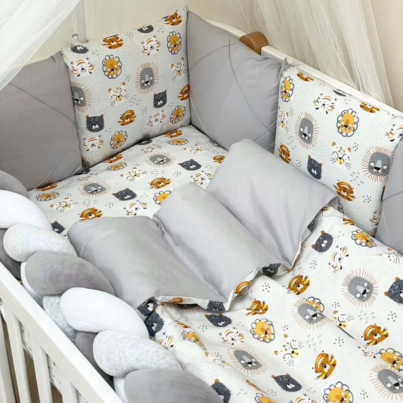 Постільна білизна Msonya комплект Happy night, 6 елементів Мордочки вусаті сірі