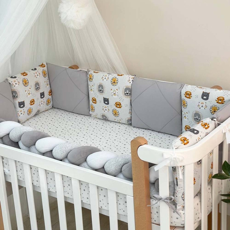 Постільна білизна Msonya комплект Happy night, 6 елементів Мордочки вусаті сірі