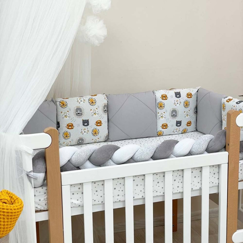 Постільна білизна Msonya комплект Happy night, 6 елементів Мордочки вусаті сірі