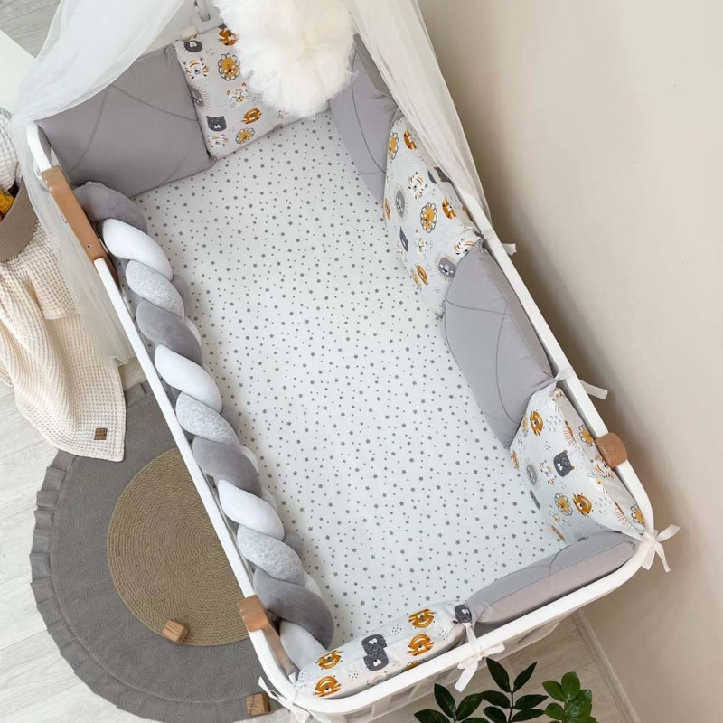 Постільна білизна Msonya комплект Happy night, 6 елементів Мордочки вусаті сірі