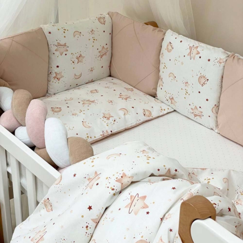 Постільна білизна Msonya комплект Happy night, 6 елементів Галактика / бежевий