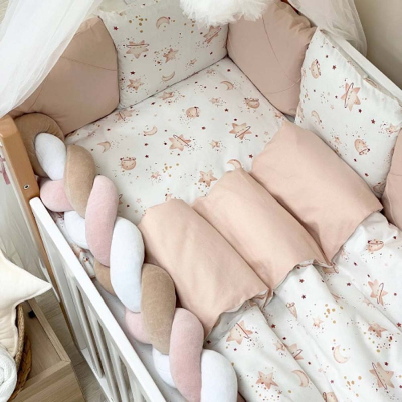 Постільна білизна Msonya комплект Happy night, 6 елементів Галактика / бежевий