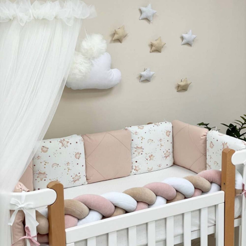 Постільна білизна Msonya комплект Happy night, 6 елементів Галактика / бежевий