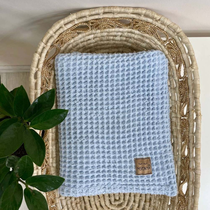 Плед Msonya вафля Грецька 80х100 см блакитний