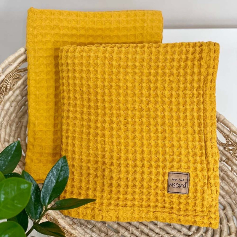 Плед Msonya вафля Грецька 80х100 см гірчиця