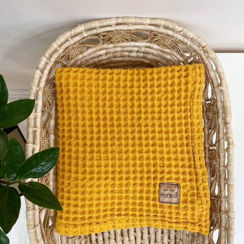 Плед Msonya вафля Грецька 80х100 см гірчиця